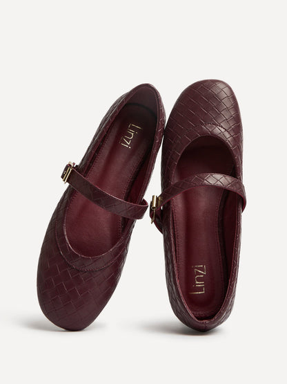 Routine Burgundy Woven Effect Ballet Flats