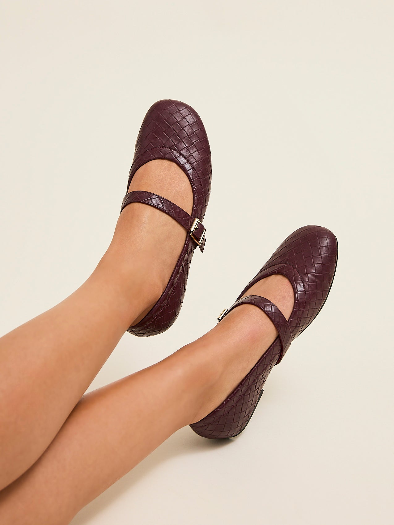 Routine Burgundy Woven Effect Ballet Flats