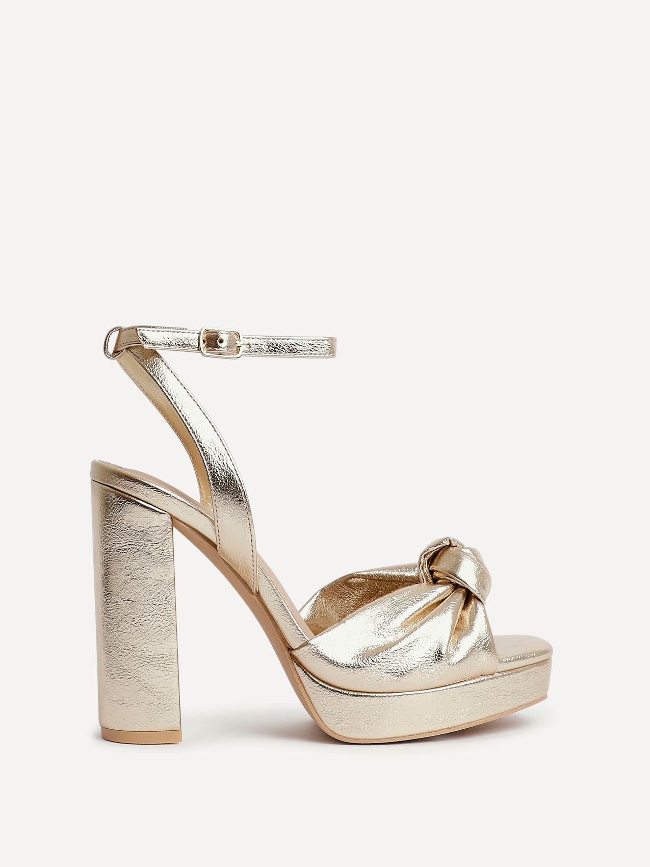 Ruba Gold Knotted Platform Heels