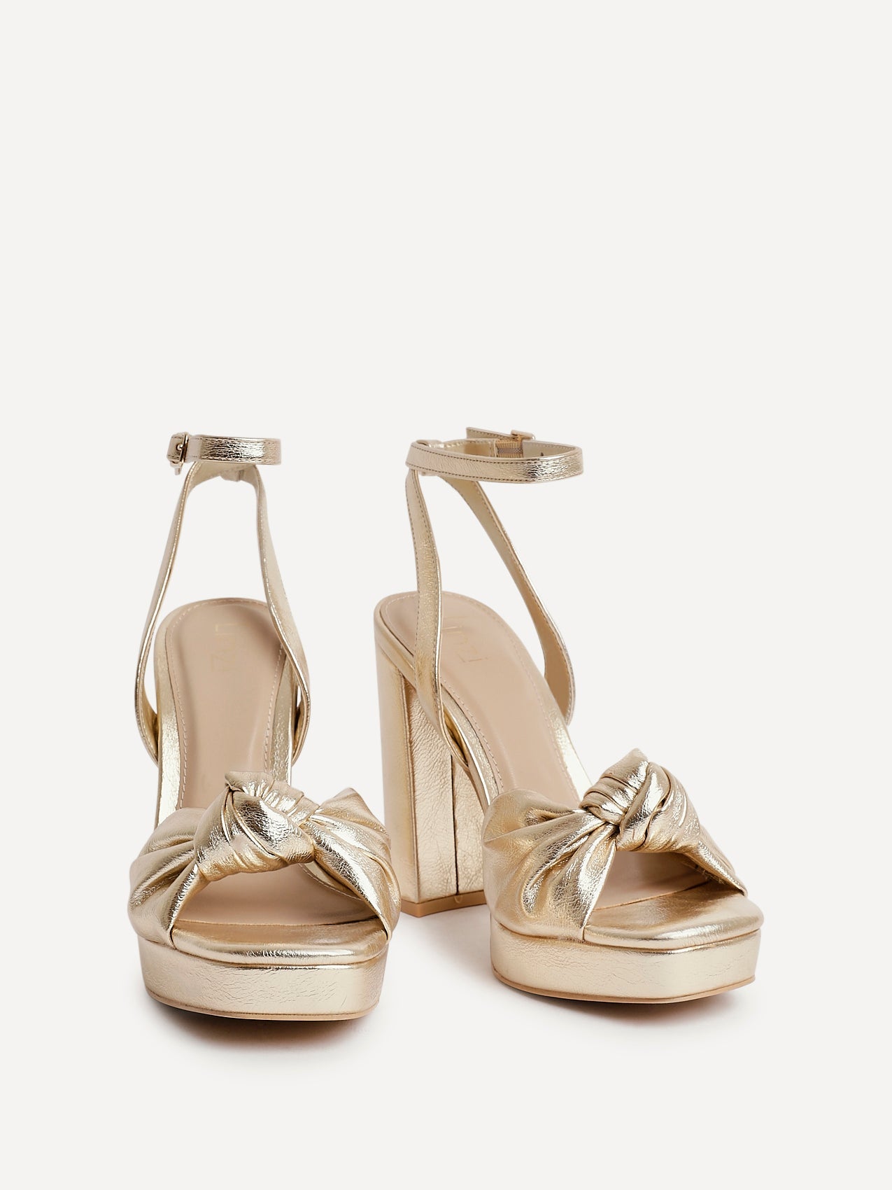 Ruba Gold Knotted Platform Heels