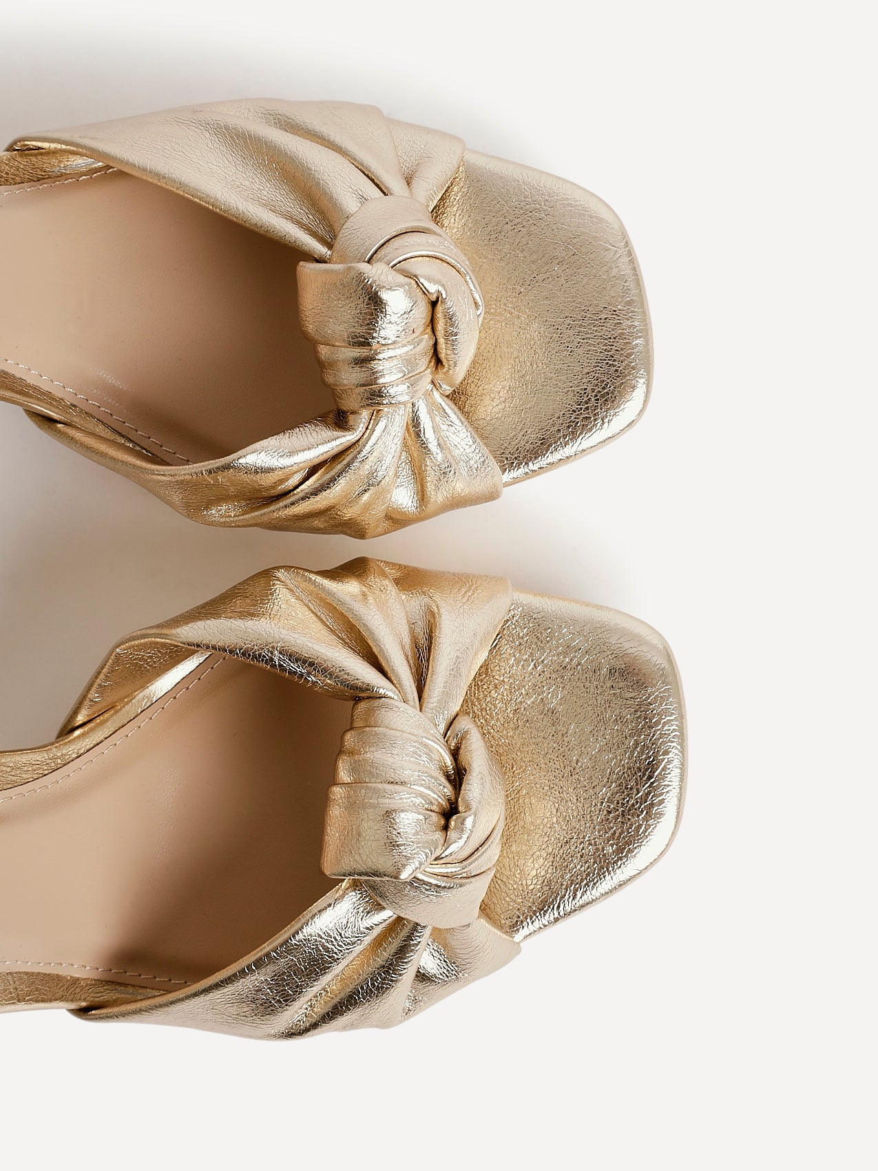 Ruba Gold Knotted Platform Heels