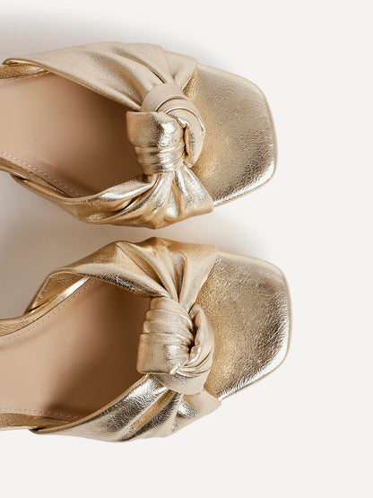Ruba Gold Knotted Platform Heels