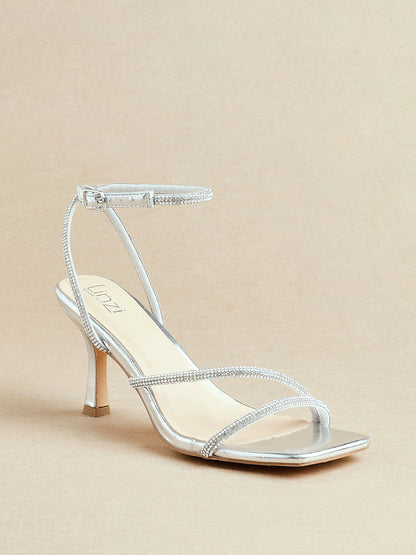 Ruma Wide Fit Silver Diamante Heeled Sandals