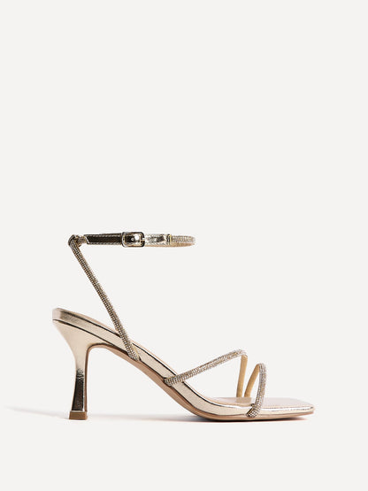 Ruma Wide Fit Gold Diamante Heeled Sandals