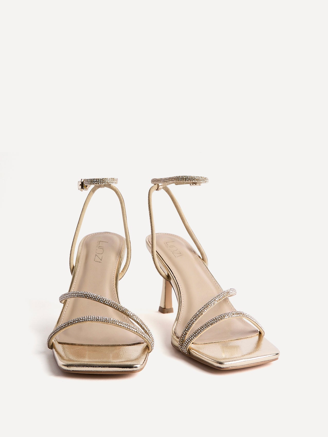 Ruma Wide Fit Gold Diamante Heeled Sandals