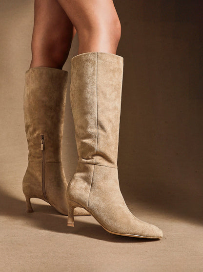 Rush Beige Long Stiletto Boots