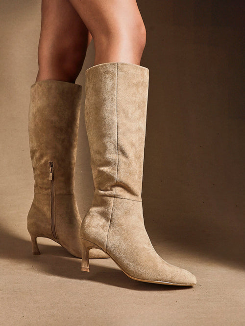 Rush Beige Long Stiletto Boots