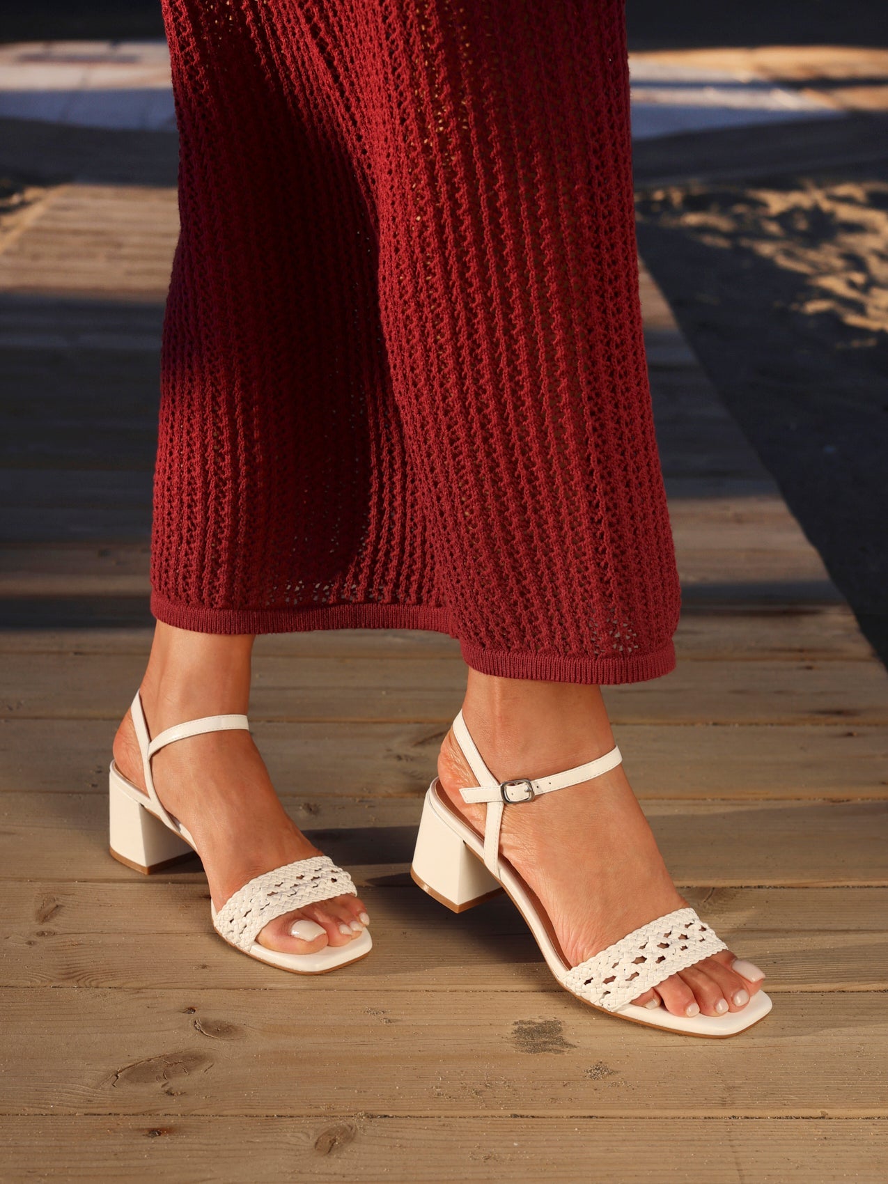 Ruthie White Faux Leather Plaited Heels