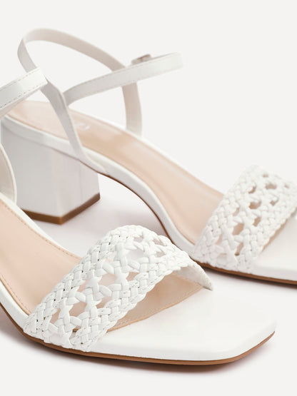 Ruthie White Faux Leather Plaited Heels