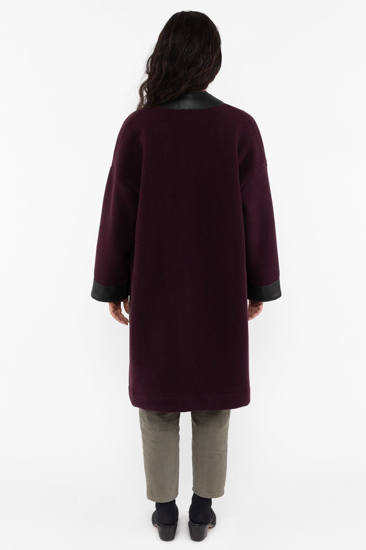RWL100 - Wool Coat with Leather Trim