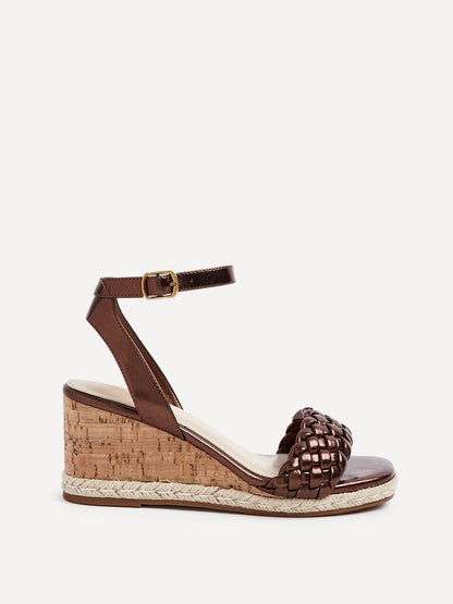 Regan Bronze Faux Leather Wedge Sandals