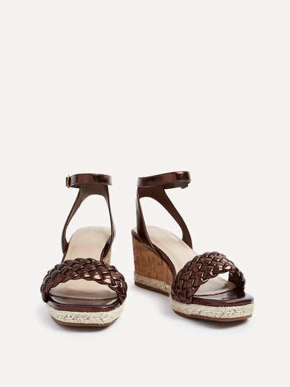 Regan Bronze Faux Leather Wedge Sandals