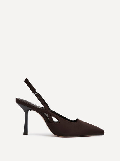 Rhea Brown Scuba Sling Back Court Heels