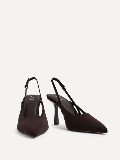 Rhea Brown Scuba Sling Back Court Heels