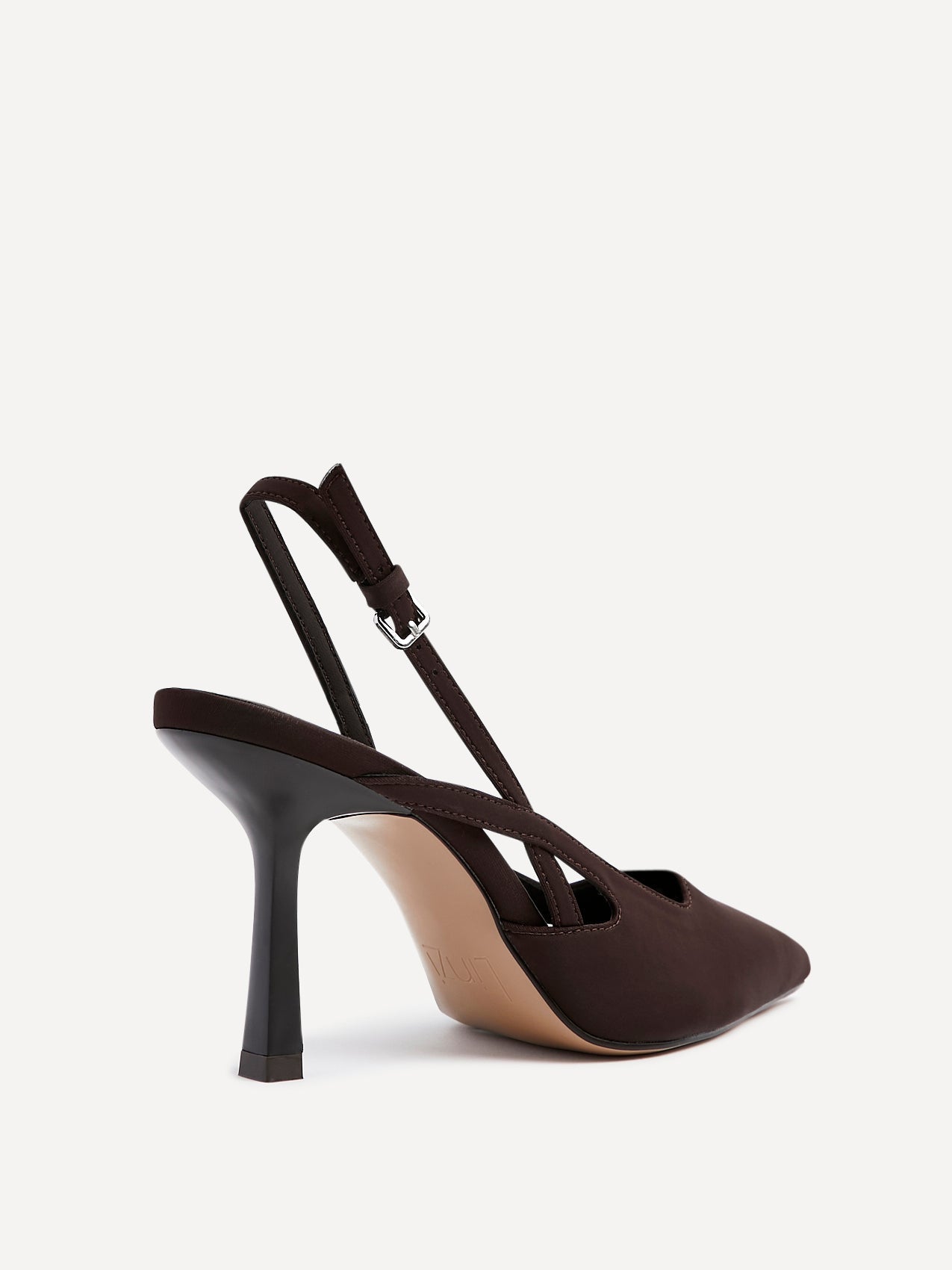 Rhea Brown Scuba Sling Back Court Heels