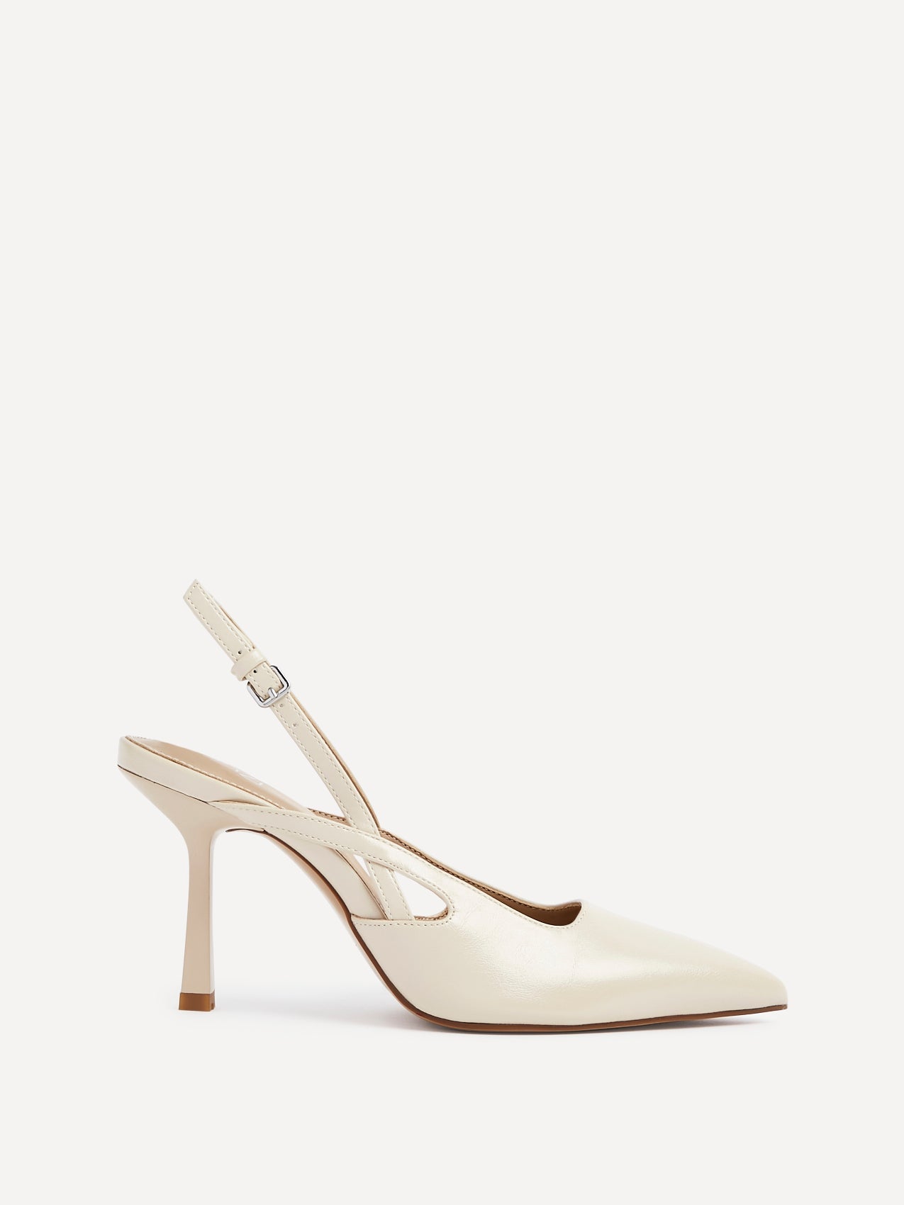 Rhea Nude Faux Leather Sling Back Court Heels