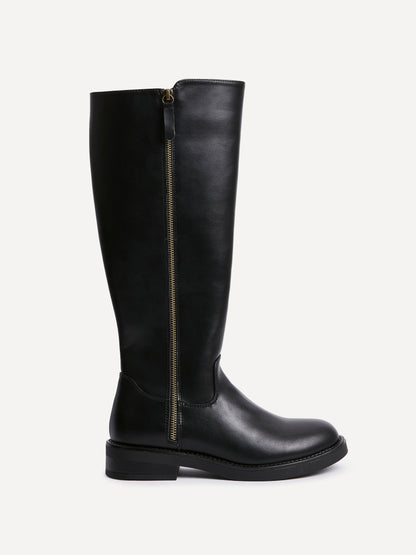 Roam Black Zip-Up Long Boots