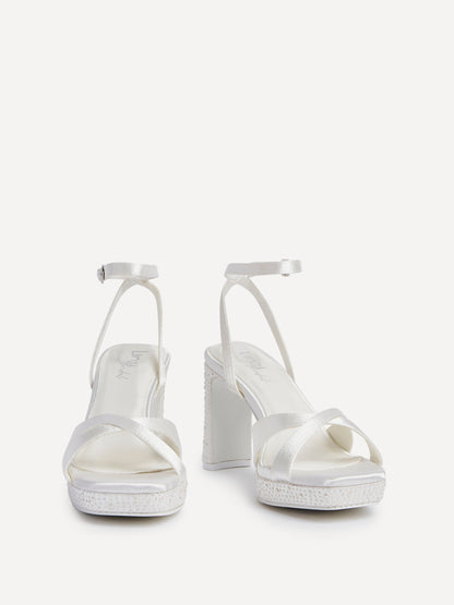 Romantica Bridal Ivory Satin Embellished Heels