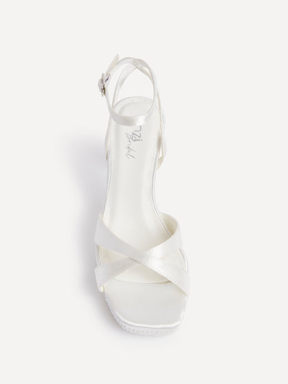 Romantica Bridal Ivory Satin Embellished Heels