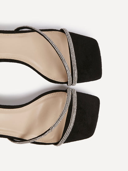 Ruma Wide Fit Black Diamante Heeled Sandals