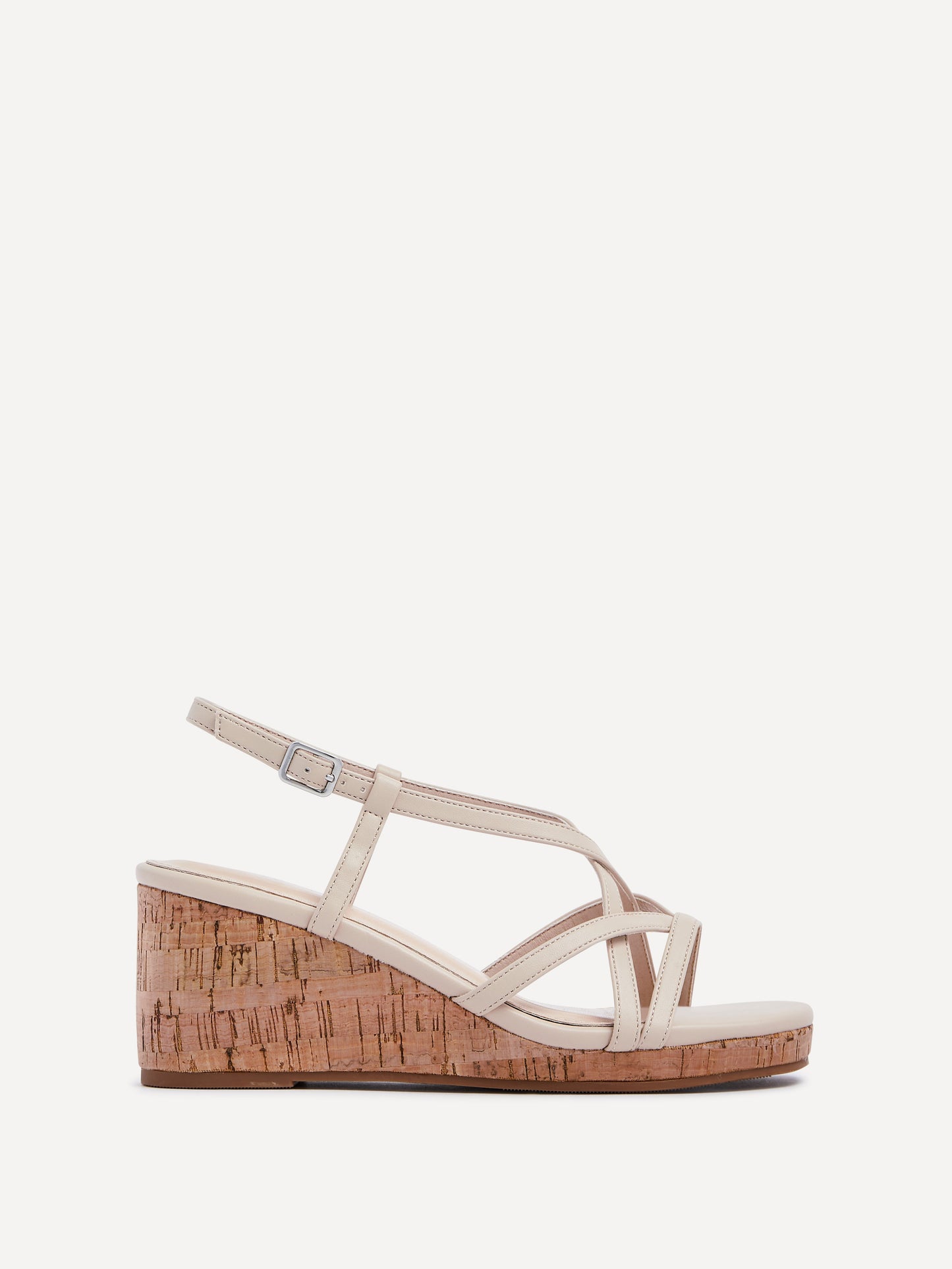 Safiya Nude Faux Leather Strappy Wedges