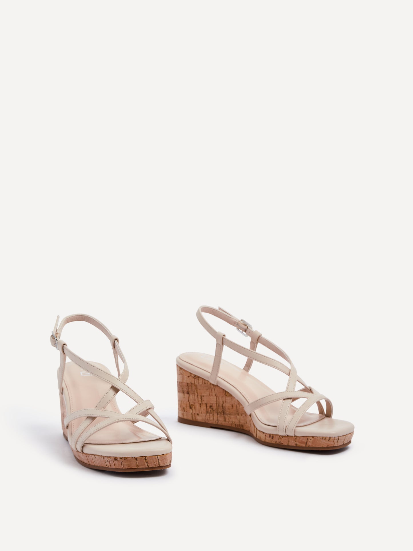 Safiya Nude Faux Leather Strappy Wedges