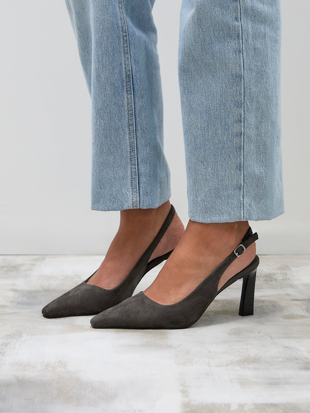 Saint Grey Slingback Court Heels