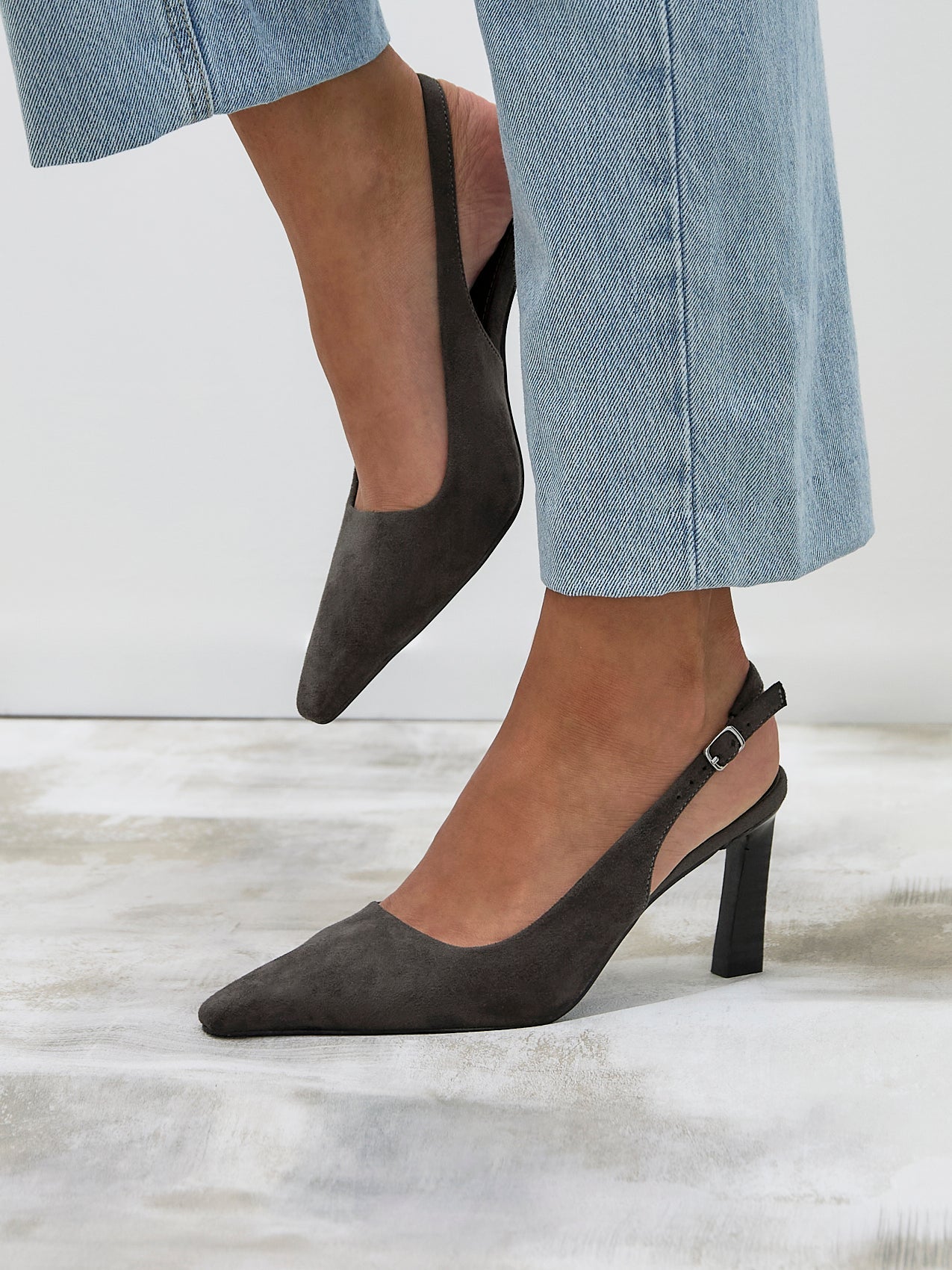 Saint Grey Slingback Court Heels