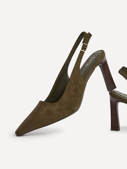 Saint Khaki Slingback Court Heels