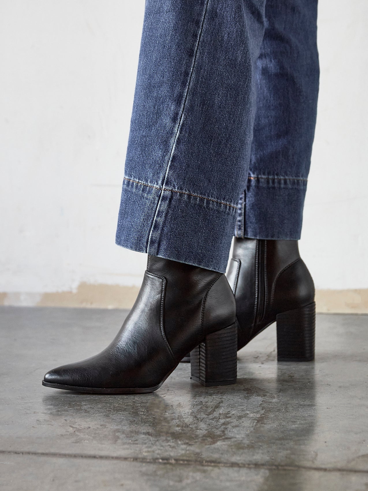 Advance Black Faux Leather Heeled Ankle Boots