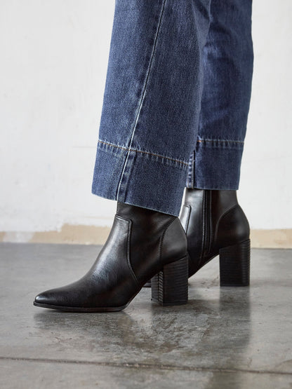 Advance Black Faux Leather Heeled Ankle Boots