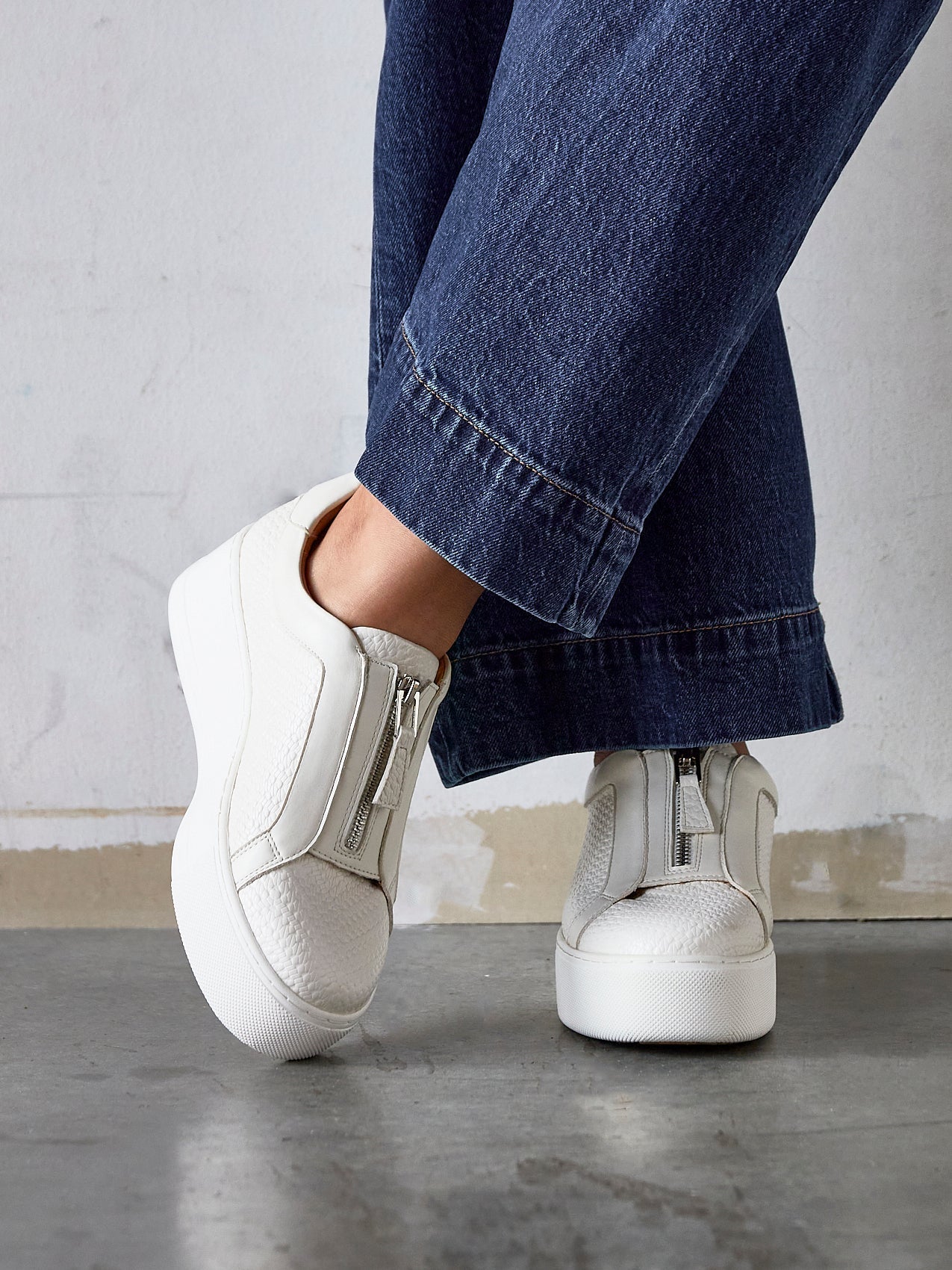 Piper White Faux Leather Trainers