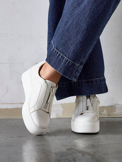 Piper White Faux Leather Trainers
