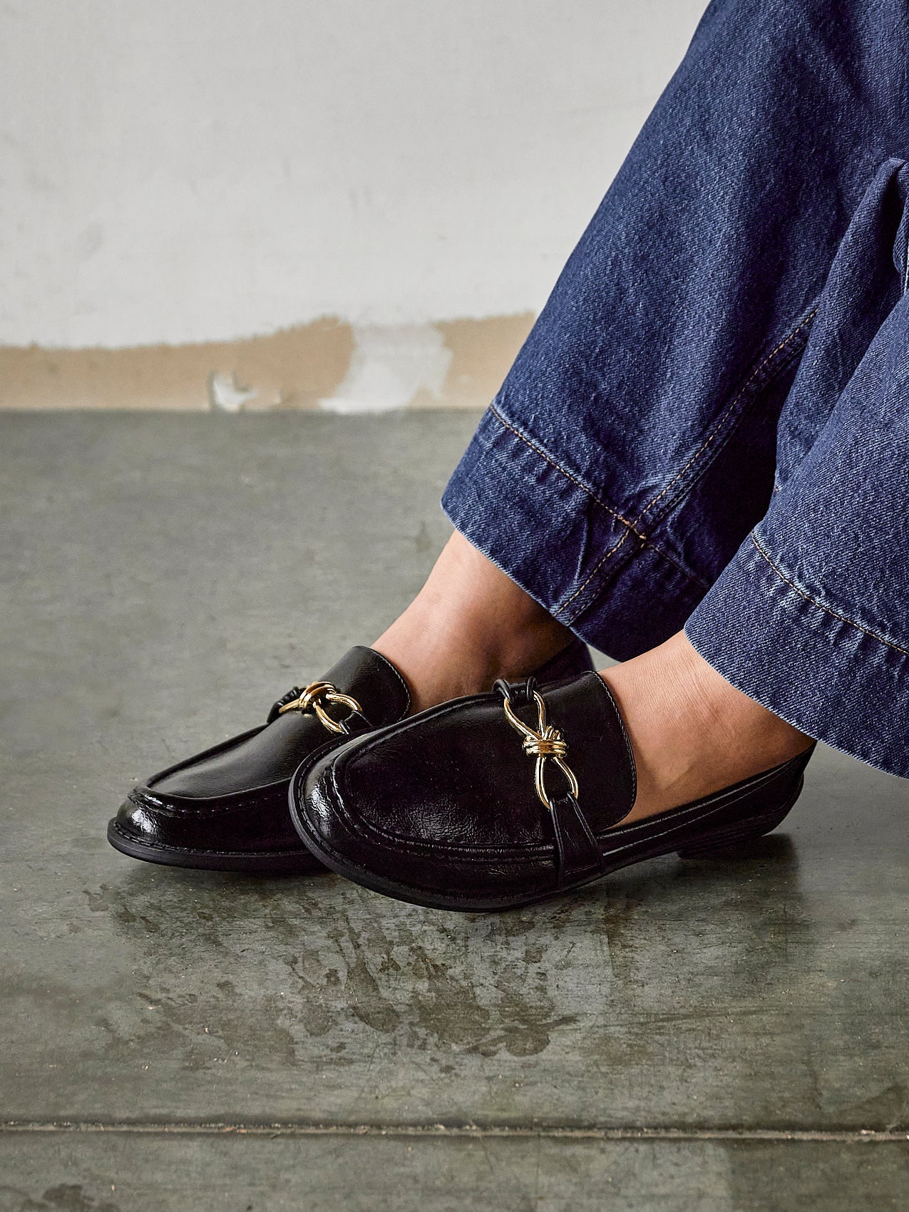 Affluent Black Faux Leather Loafers