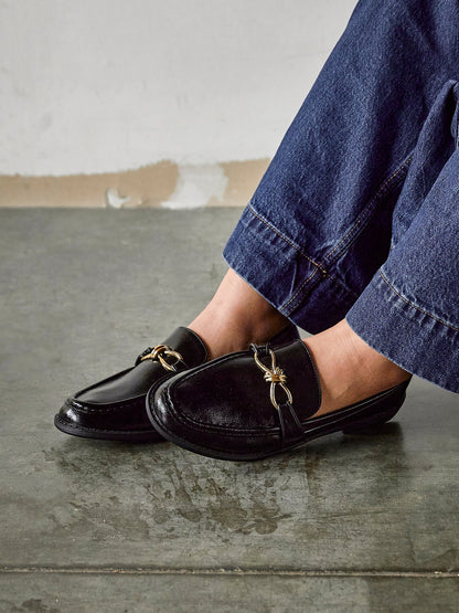Affluent Black Faux Leather Loafers