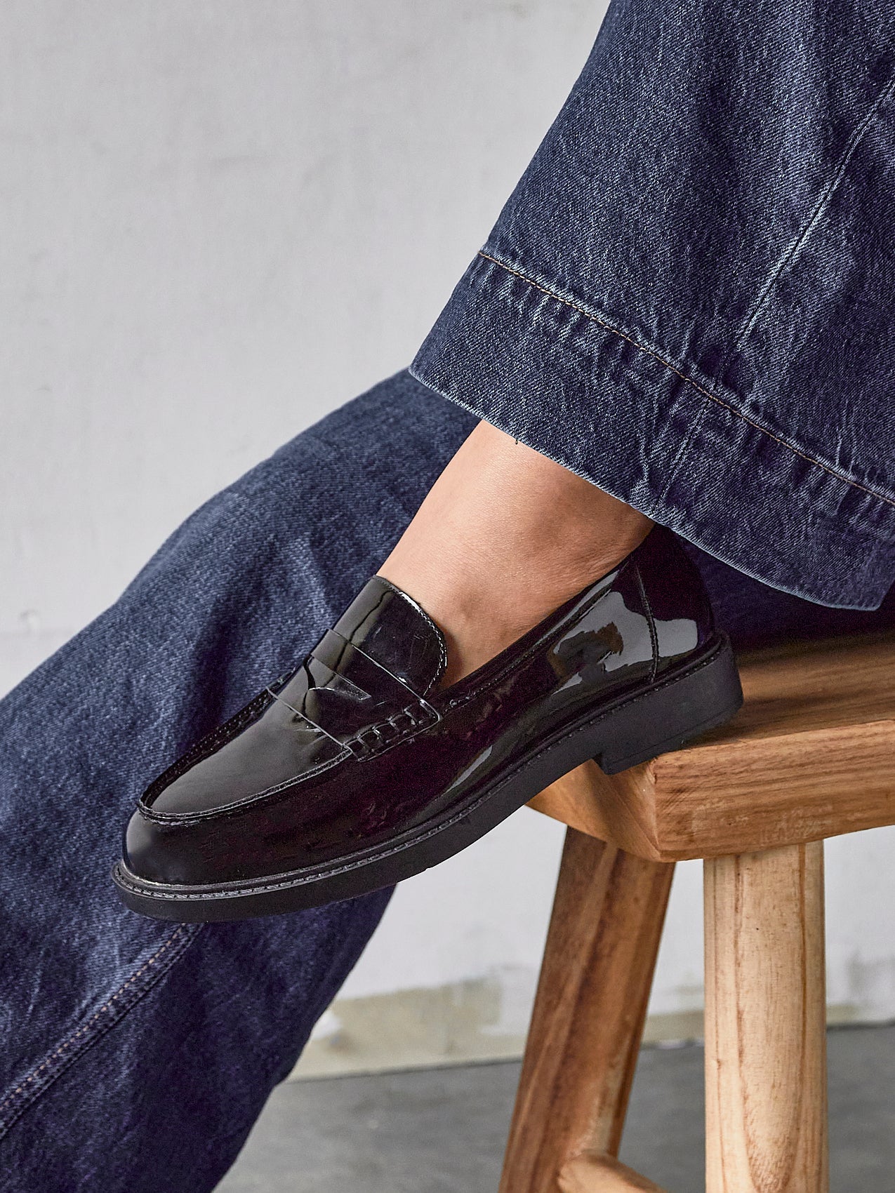 Cartia Wide Fit Black Patent Loafers
