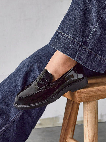 Cartia Wide Fit Black Patent Loafers