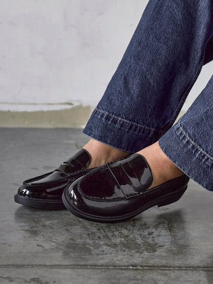 Cartia Wide Fit Black Patent Loafers
