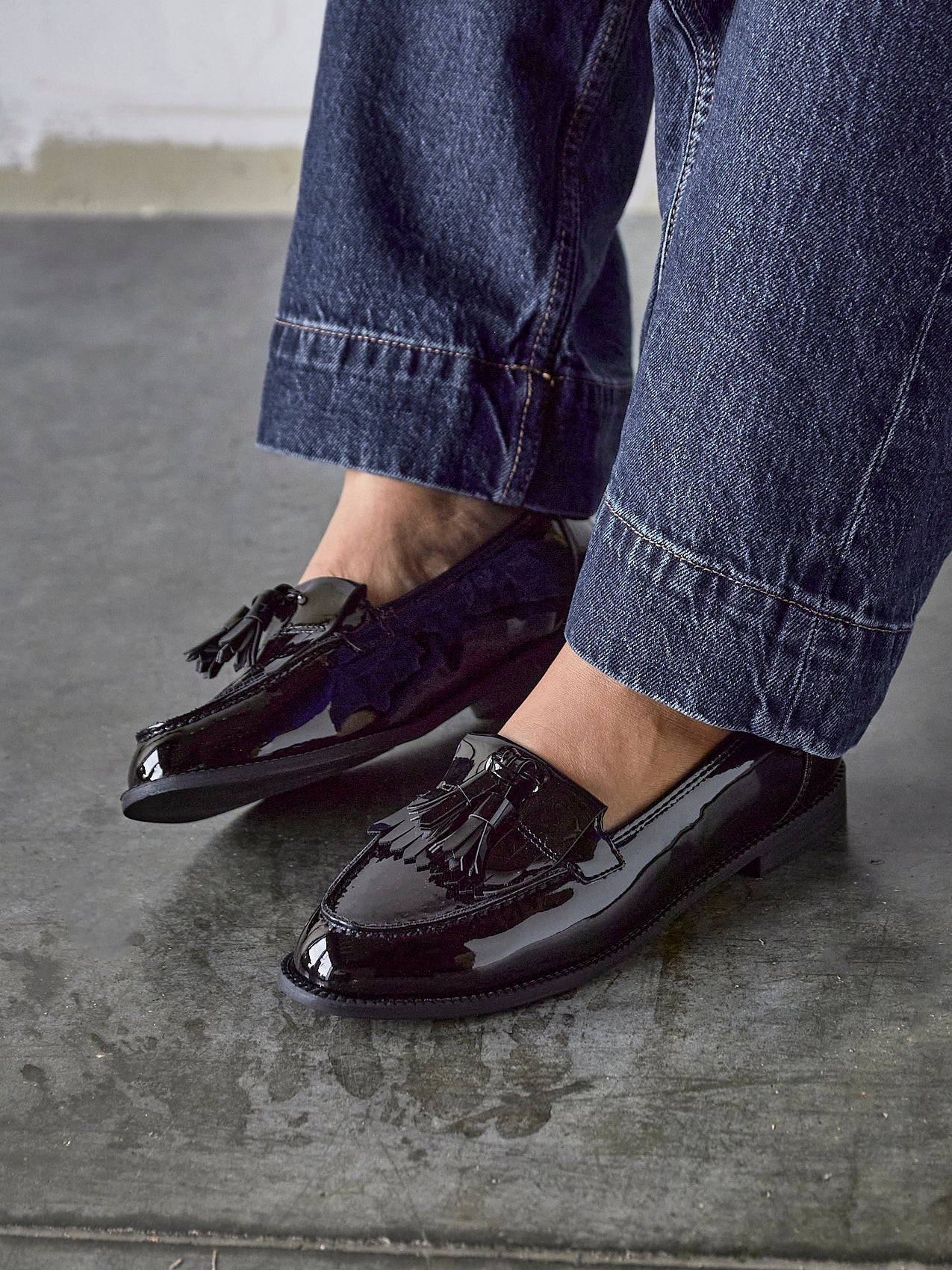 Kassidy Wide Fit Black Patent Loafers