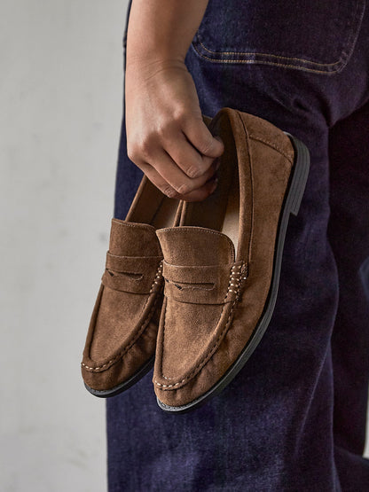 Precise Tan Faux Suede Loafers