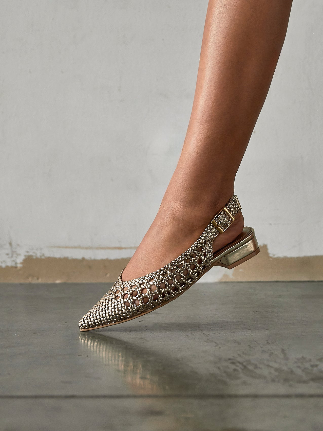 Carolina Gold Faux Leather Ballet Flats