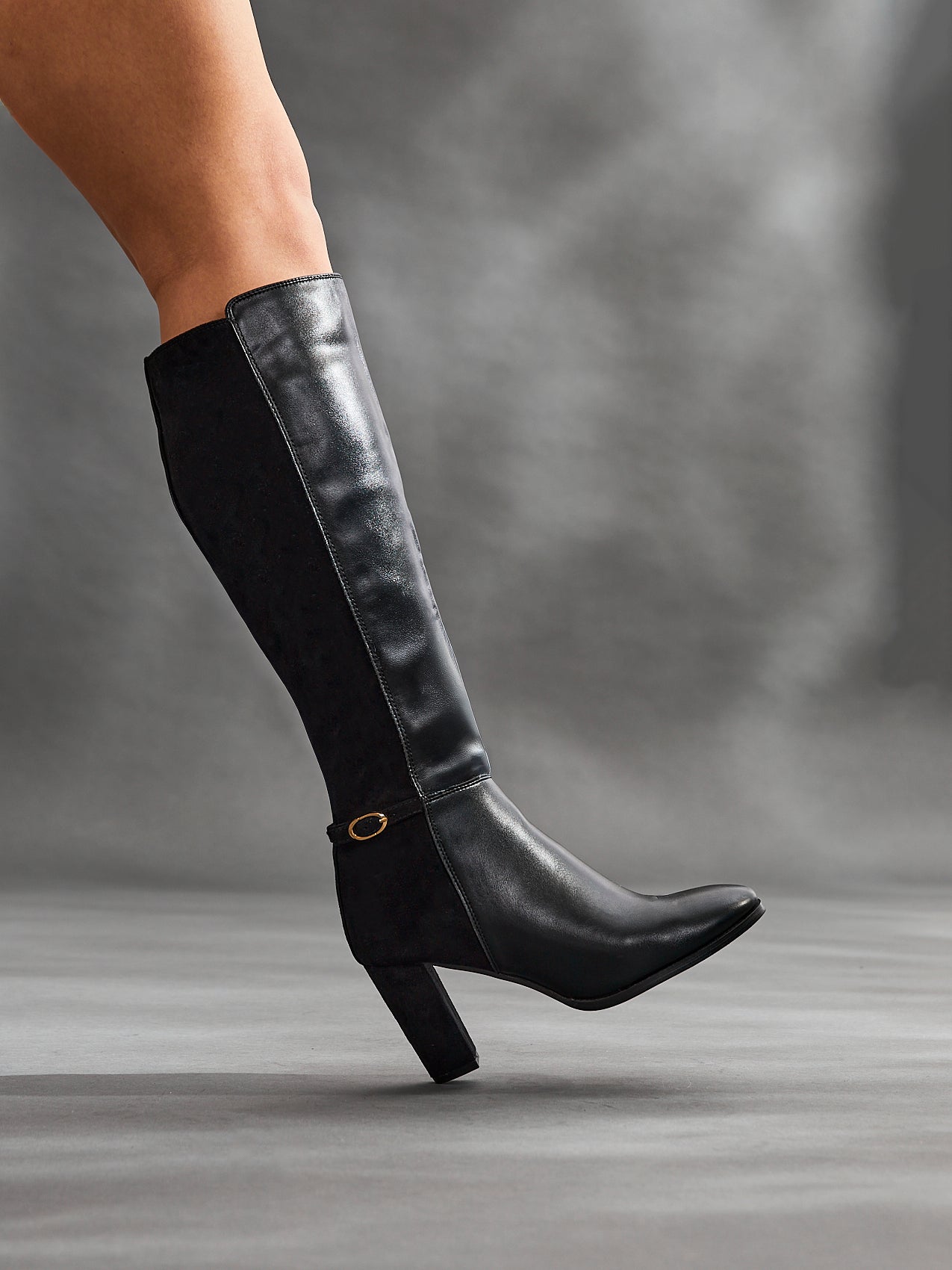 Symone Black Block Heeled Boots