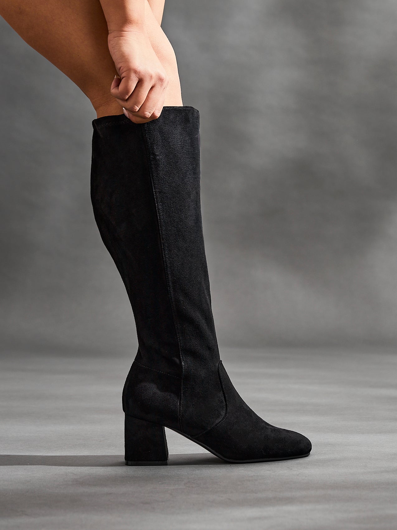 Fable Wide Fit Black Faux Suede Boots