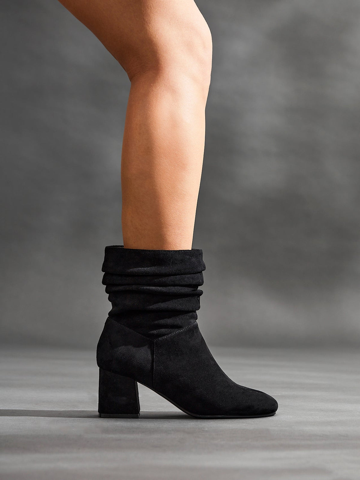 Zayda Wide Fit Black Heeled Ankle Boots