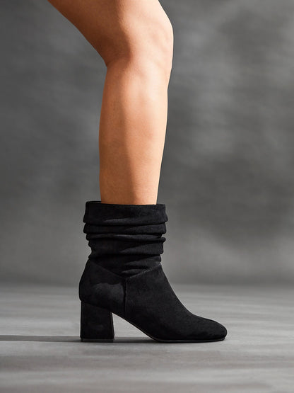 Zayda Wide Fit Black Heeled Ankle Boots