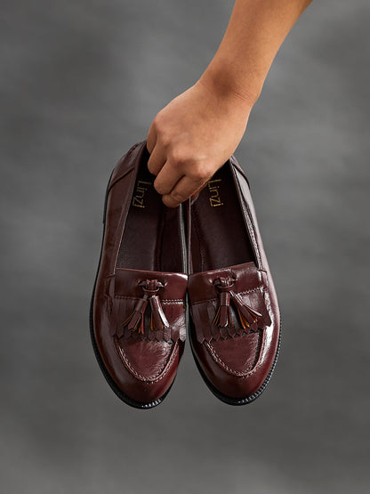 Rosemary Burgundy Faux Leather Loafers