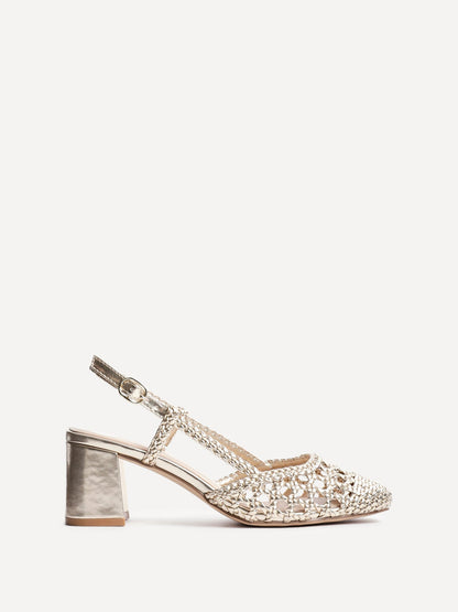 Sandria Gold Handwoven Court Heels