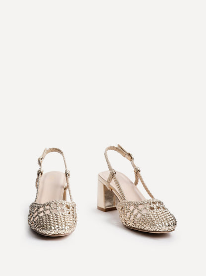 Sandria Gold Handwoven Court Heels