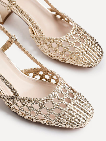 Sandria Gold Handwoven Court Heels