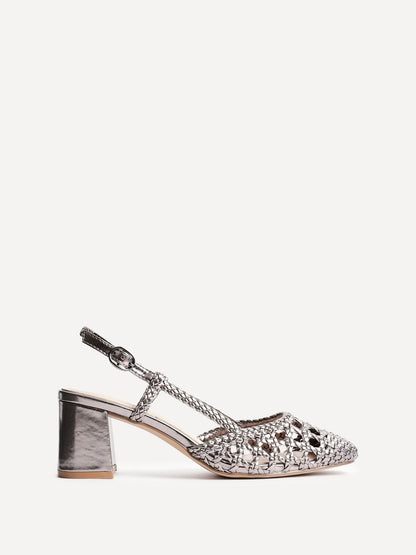 Sandria Pewter Handwoven Court Heels